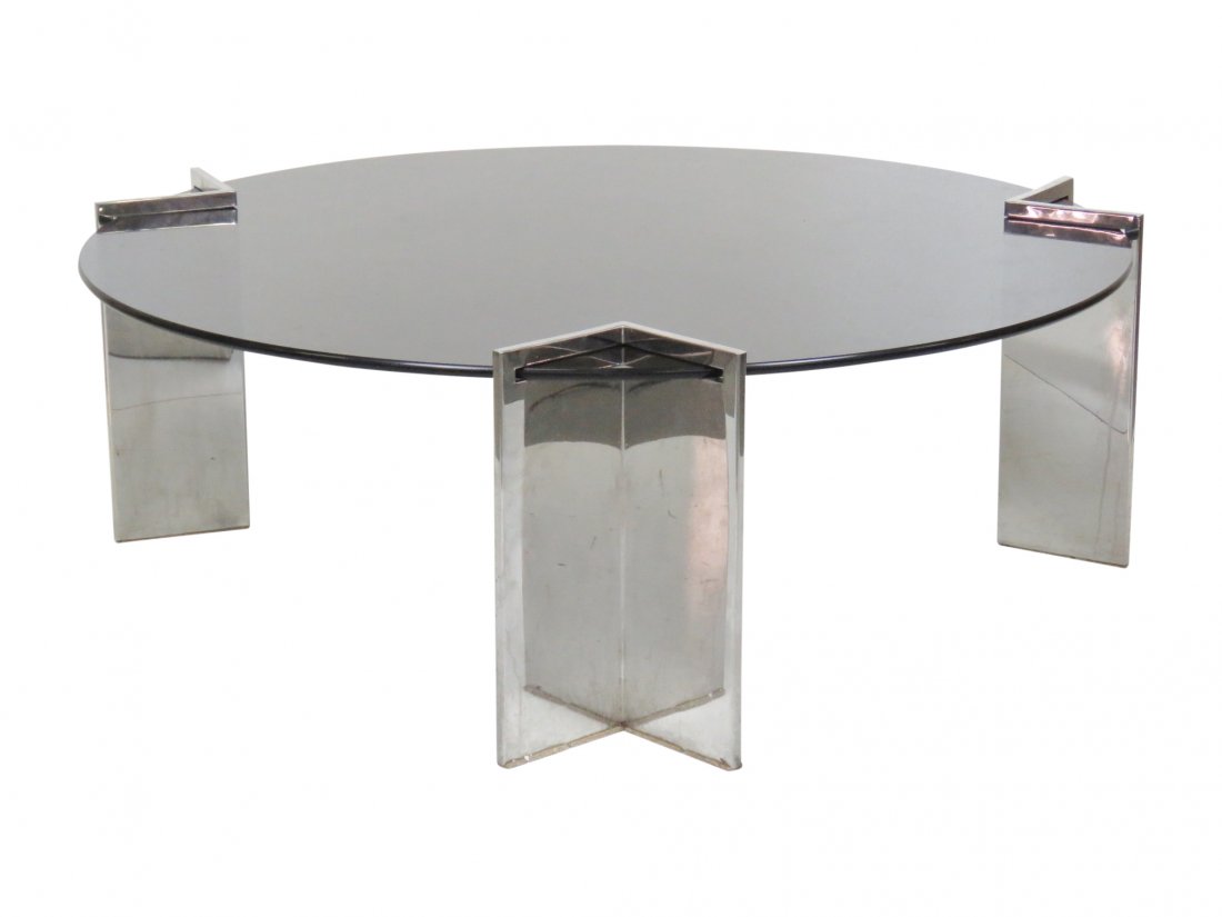 LEON ROSEN for PACE CHROME GLASSTOP COFFEE TABLE (1 of 3)