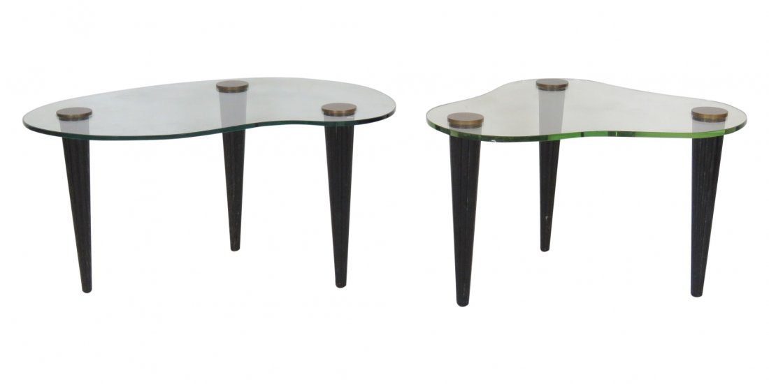 2 MODERN DESIGN EBONIZED & GLASS TOP SIDE TABLES (1 of 5)