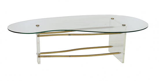 CHARLES HOLLIS JONES STYLE LUCITE & BRASS GLASSTOP (1 of 5)