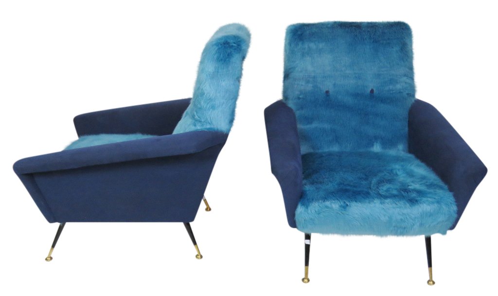 Pair MODERN DESIGN METAL LEG LOUNGE CHAIRS (1 of 6)