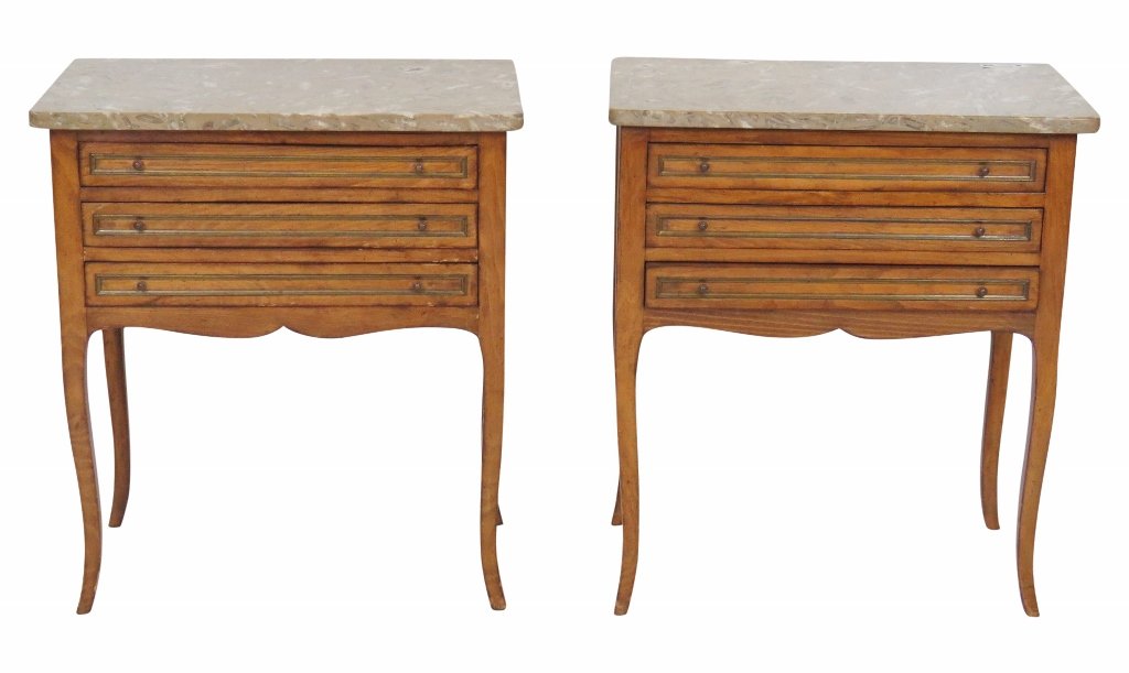 Pair COUNTRY FRENCH MARBLE TOP STANDS (1 of 5)