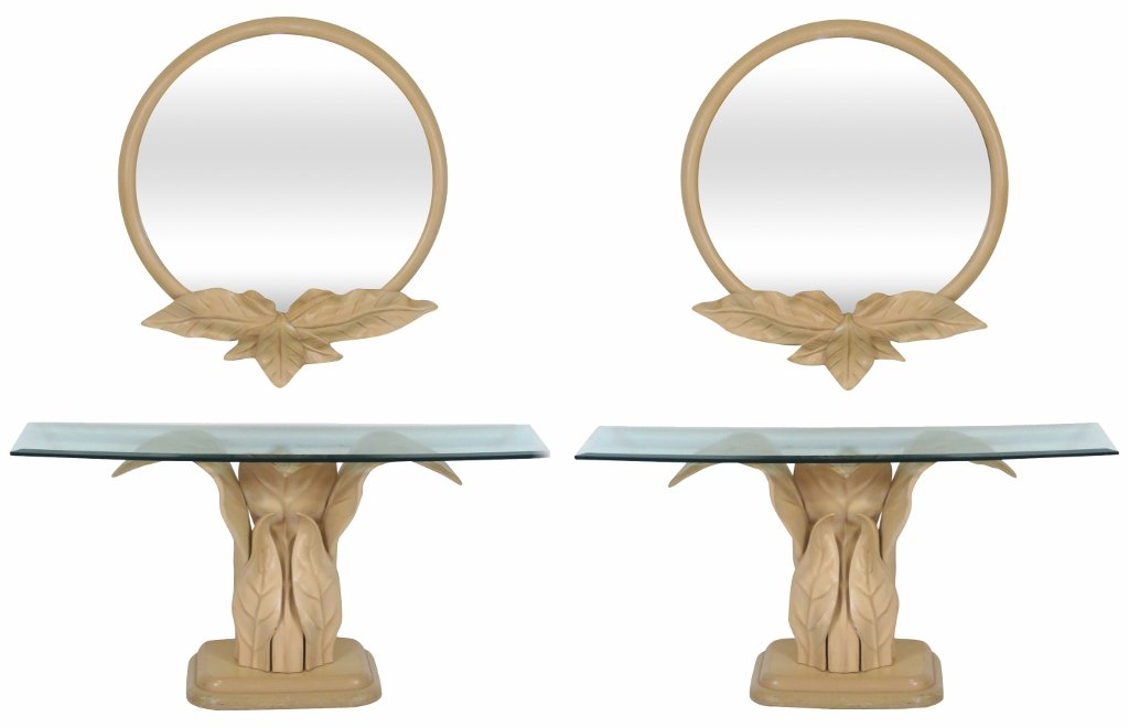 Pair CONTEMPORARY LEAF FORM CONSOLES & MIRRORS (1 of 5)