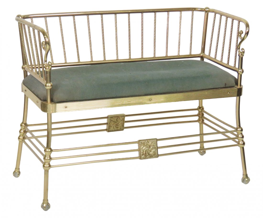 CUSTOM BRASS UPHOLSTERED BENCH (1 of 5)