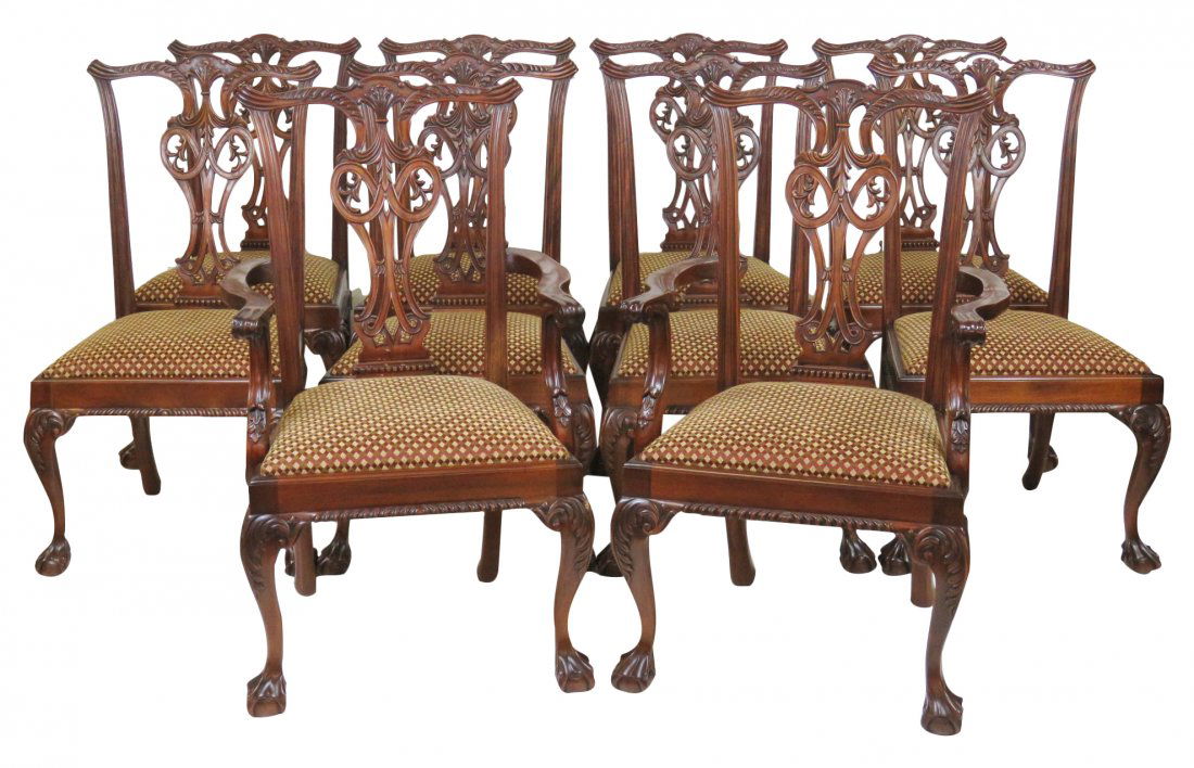 10 CARVED MAHOGANY BALL & CLAW DINING CHAIRS (1 of 7)