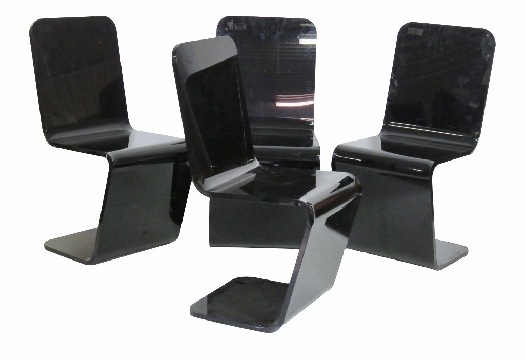 4 MODERN DESIGN BLACK BENT LUCITE CHAIRS (1 of 5)
