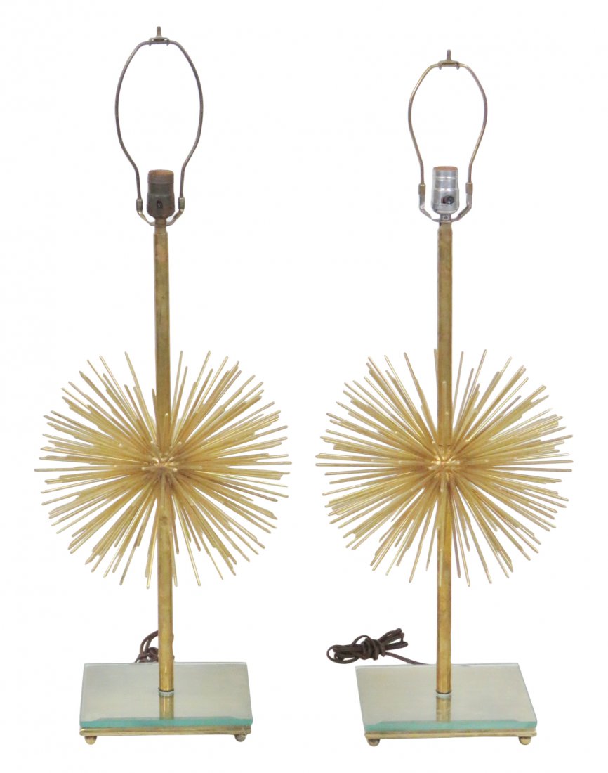 Pair MODERN DESIGN BRASS SPUTNIK TABLE LAMPS (1 of 3)
