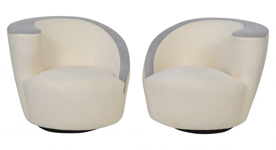 Pair KAGAN STYLE MODERN DESIGN SWIVEL LOUNGE CHAIRS (1 of 4)