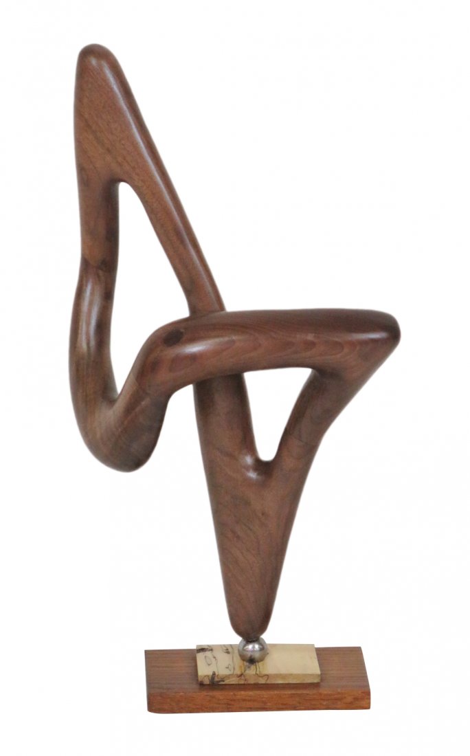 GARRY ZAYON ABSTRACT ROSEWOOD SCULPTURE "CONTINUOUS (1 of 6)