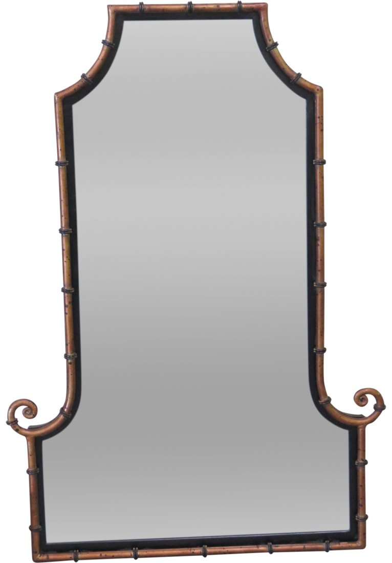 EBONIZED & GILT FAUX BAMBOO MIRROR (1 of 4)