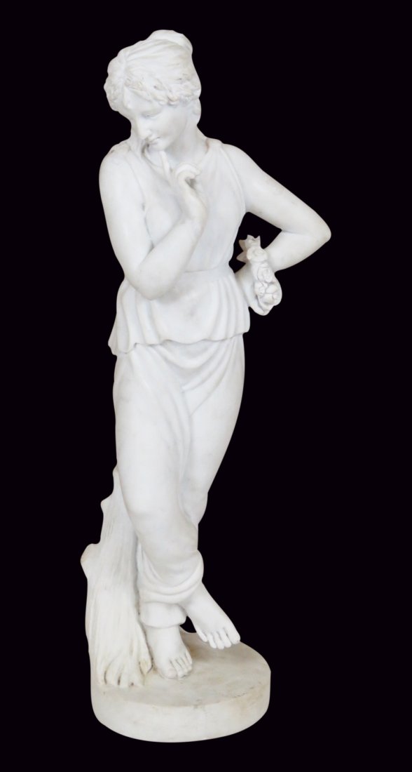 WHITE MARBLE STATUE OF ROMAN GODDESS (1 of 7)