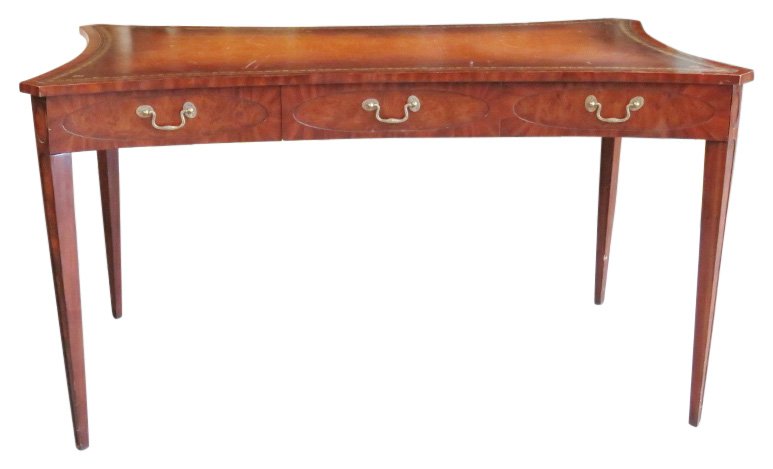 MAITLAND SMITH YEW WOOD LEATHERTOP WRITING DESK (1 of 10)