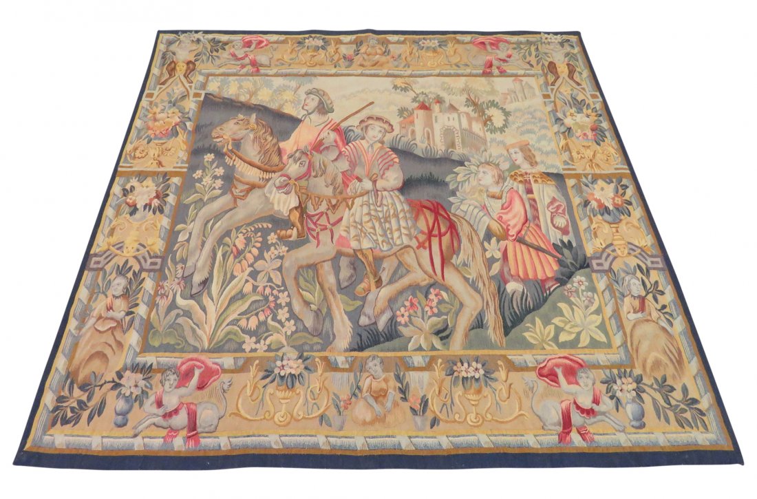 WALL TAPESTRY w/ TWO FIGURES RIDING HORSES (1 of 4)