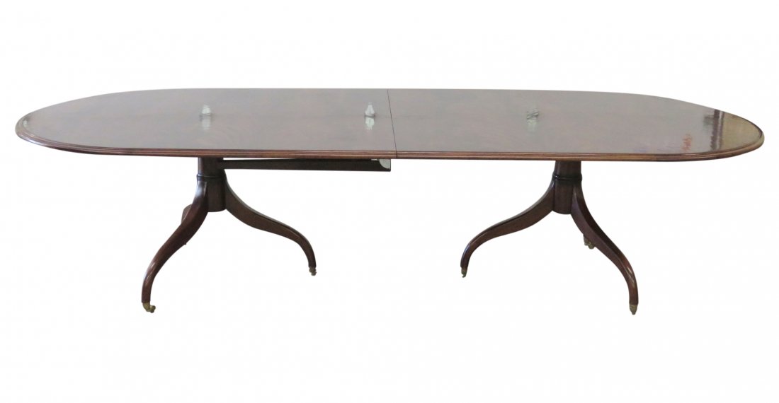 REGENCY STYLE DESSIN FOURNIR MAHOGANY DINING TABLE (1 of 7)