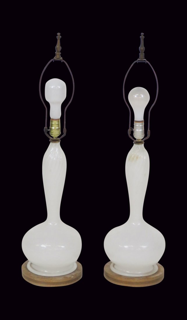 Pair MURANO GLASS TABLE LAMPS (1 of 3)