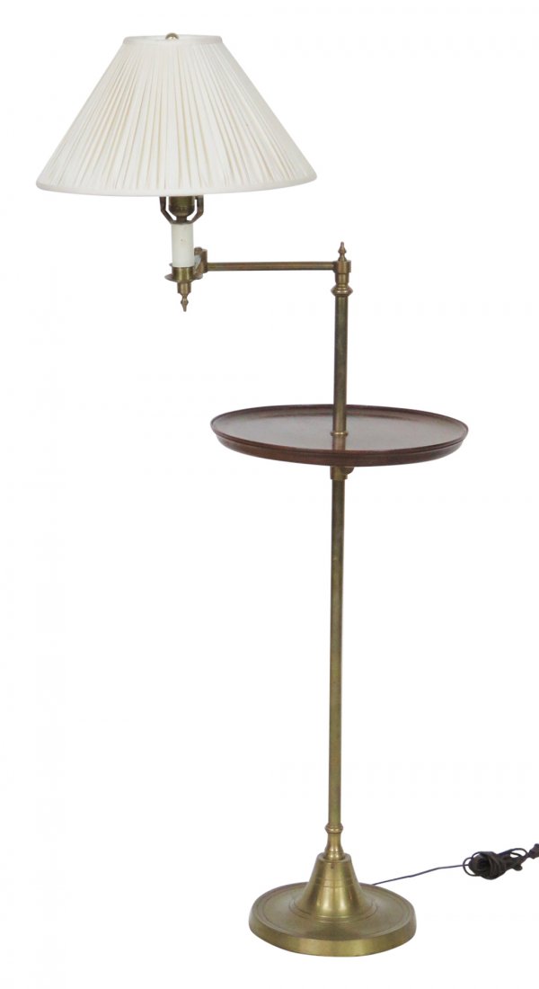 BRASS & WALNUT SWIVEL TABLE FLOOR LAMP (1 of 4)