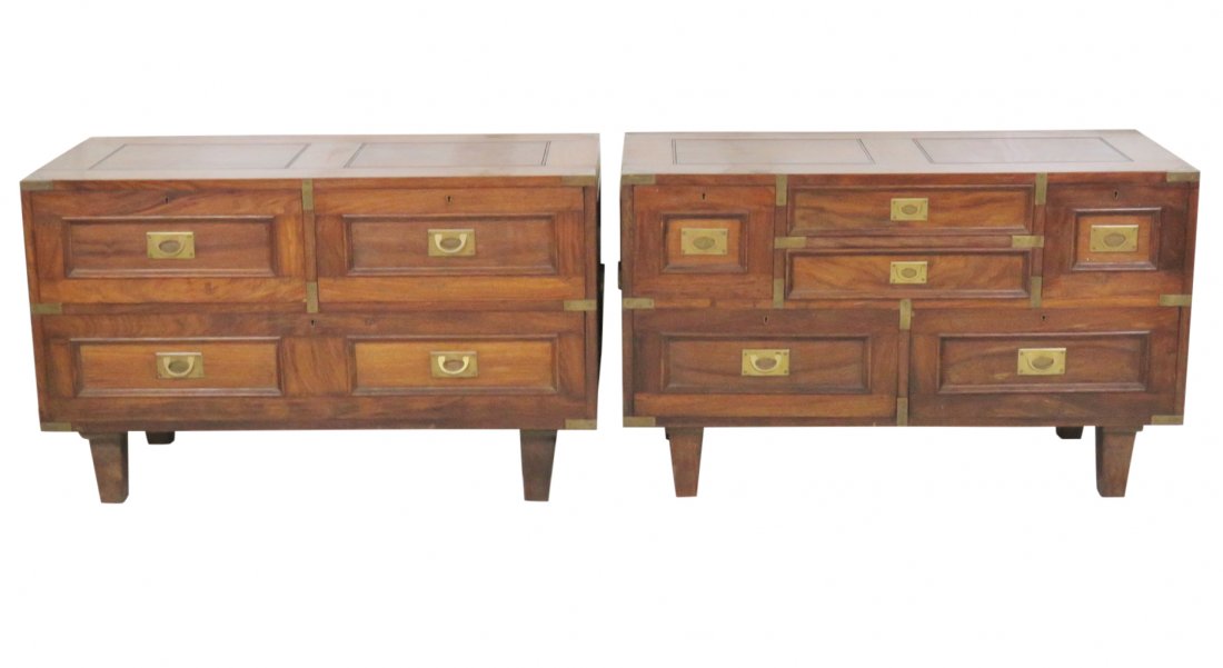 Pair WALNUT CAMPAIGN CHESTS (1 of 5)
