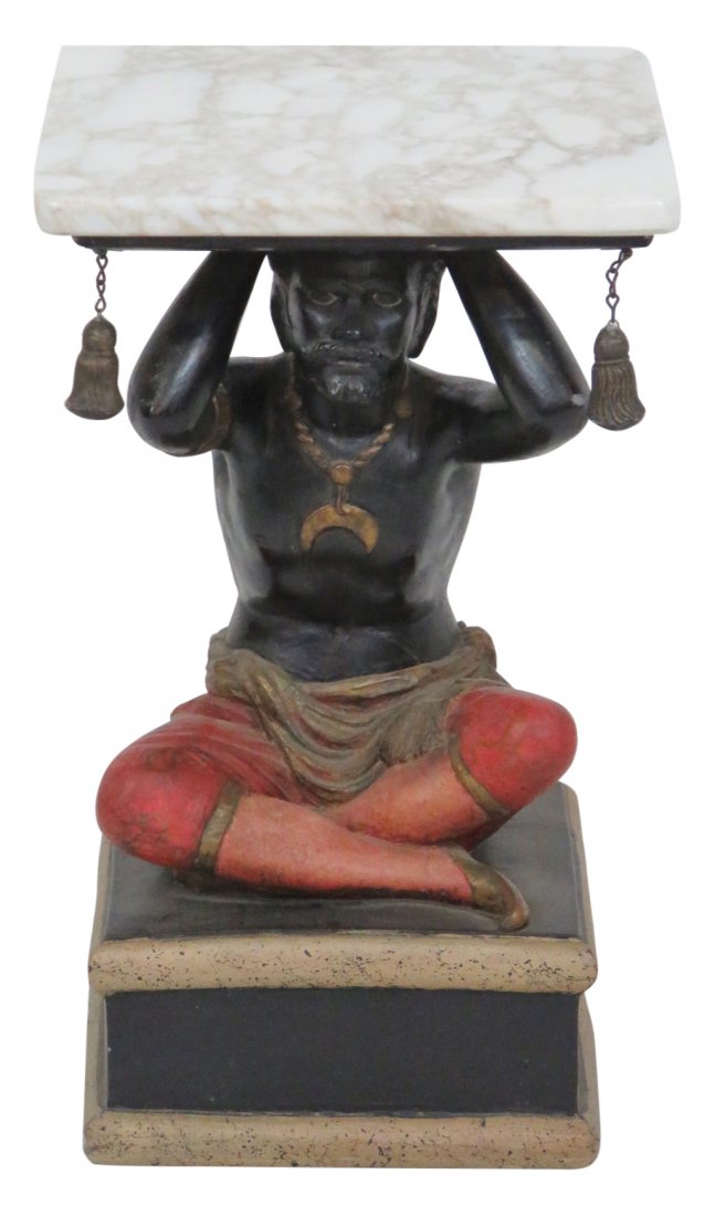 FIGURAL MARBLE TOP SIDE TABLE w/ BLACKAMOOR (1 of 5)