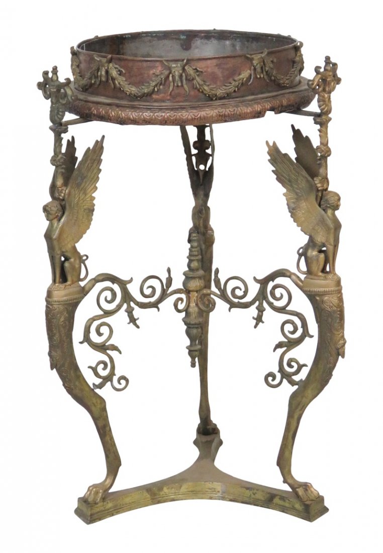 GRAND TOUR STYLE FIGURAL BRONZE MOUNTED PLANT STAND (1 of 5)