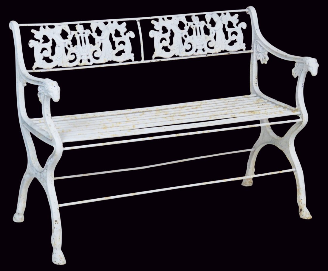 ANTQIUE VICTORIAN WHITE PAINTED IRON BENCH (1 of 6)
