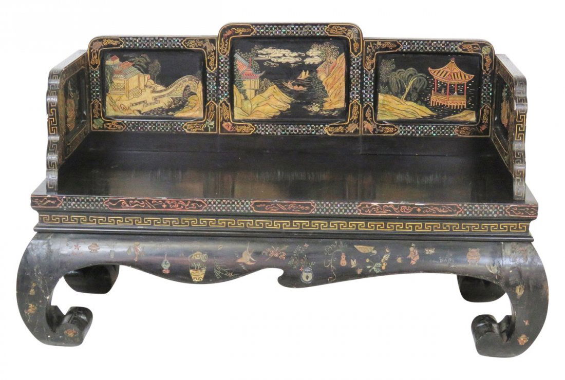 ASIAN STYLE CHINOISERIE DECORATED BENCH (1 of 5)