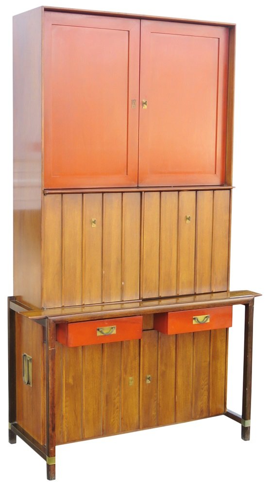 ASIAN STYLE MODERN PAINTED SECRETARY DESK w/ CHAIR (1 of 8)