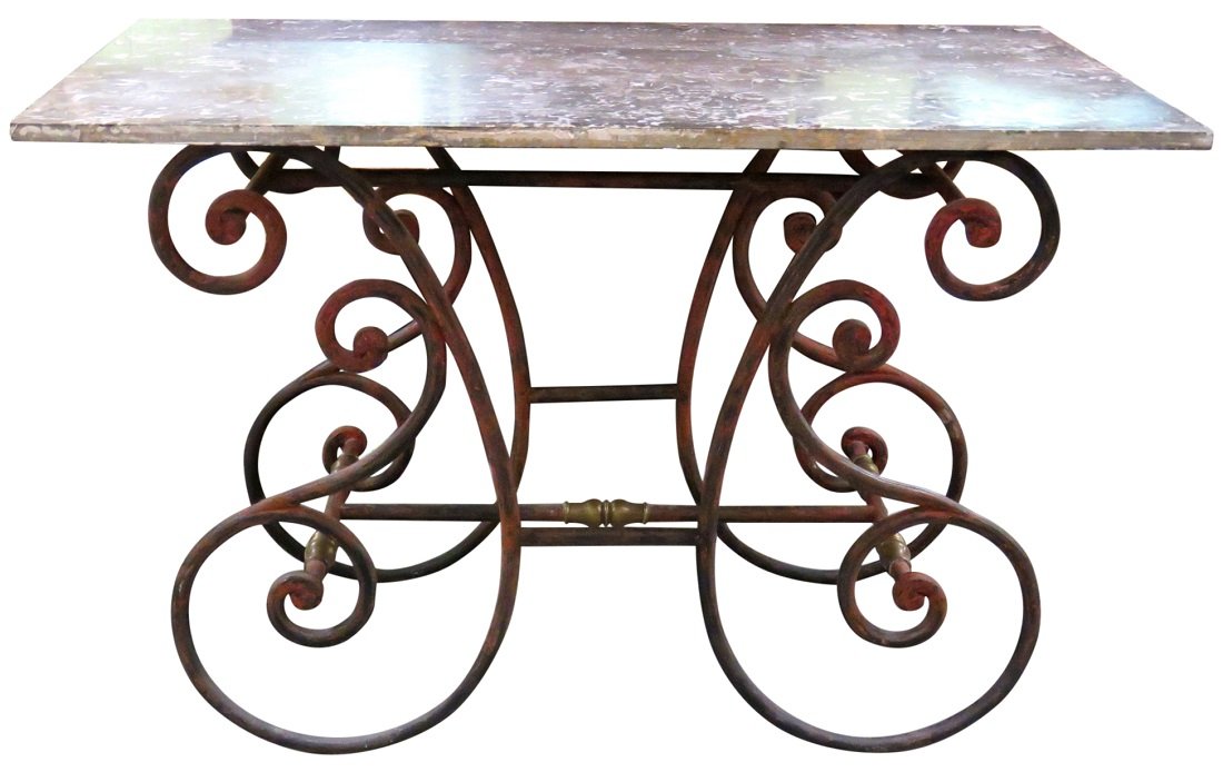 PAINTED IRON MARBLETOP TABLE (1 of 5)