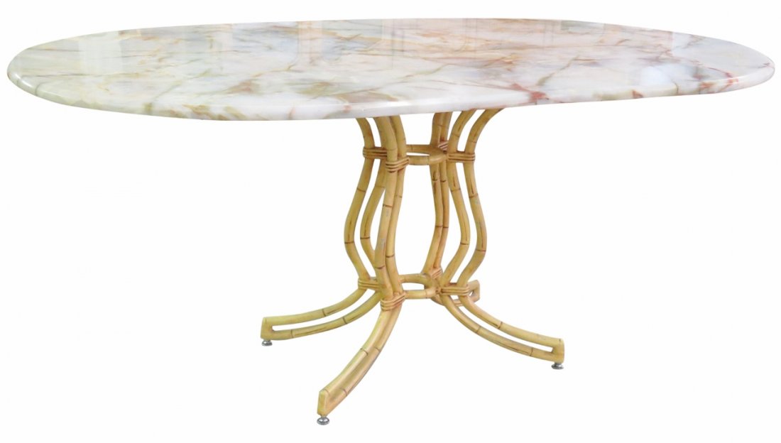 FAUX BAMBOO ONYX TOP DINING TABLE (1 of 5)