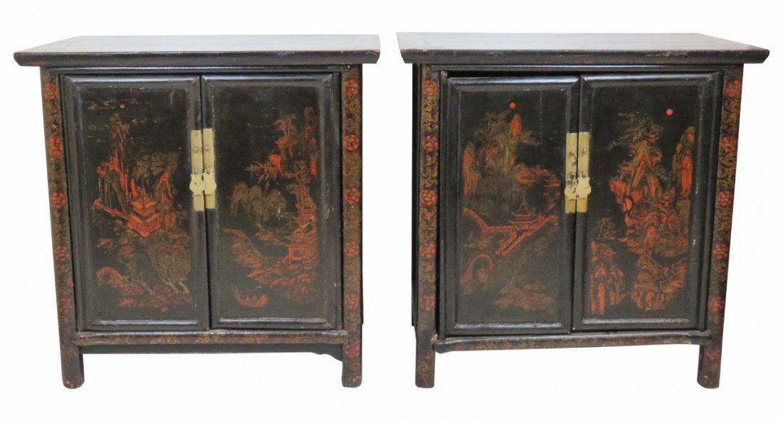 Pair CHINOISERIE PAINT DECORATED SERVERS (1 of 10)