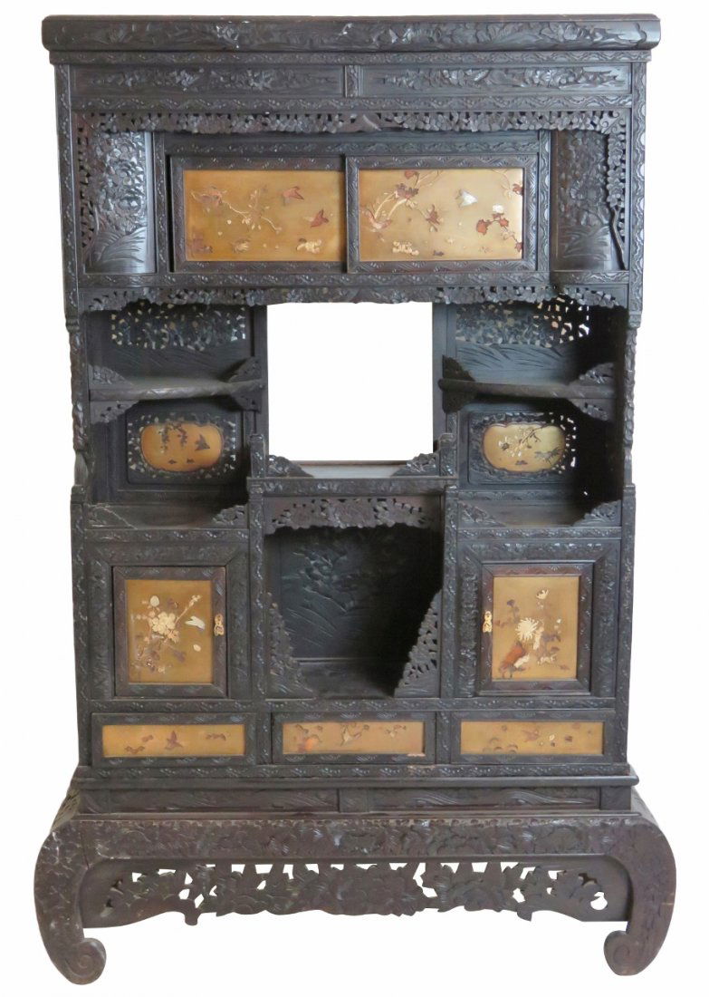ANTIQUE JAPANESE CARVED ETAGERE (1 of 9)