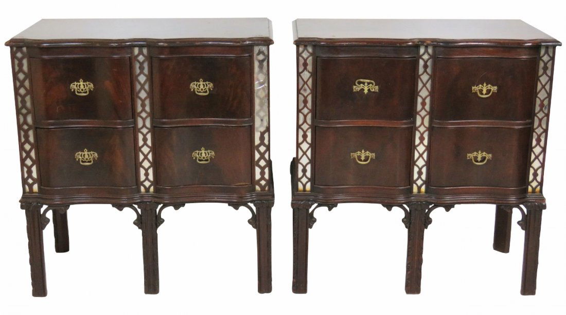 Pair CHINESE CHIPPENDALE STYLE MAHOGANY CHESTS (1 of 8)