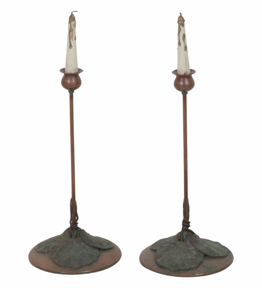 Pair METAL ART DECO CANDLESTICKS (1 of 3)