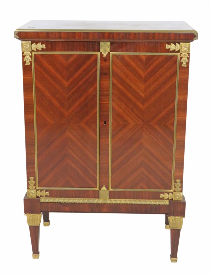 PARQUETRY INLAID BRASS MOUNTED CABINET (1 of 7)