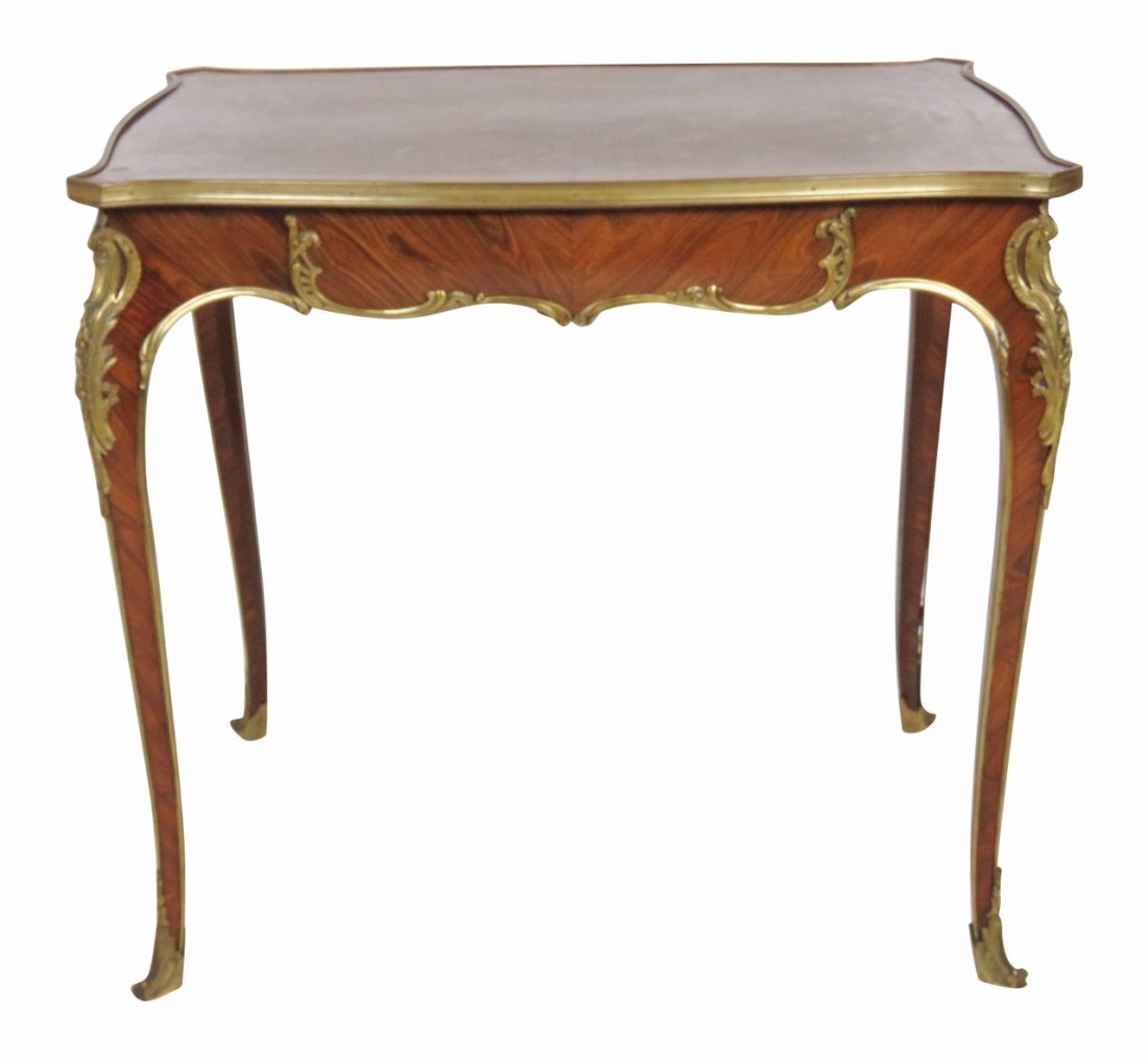 PARQUETRY INLAID BRONZE MOUNTED DESK attr. F. LINKE (1 of 8)