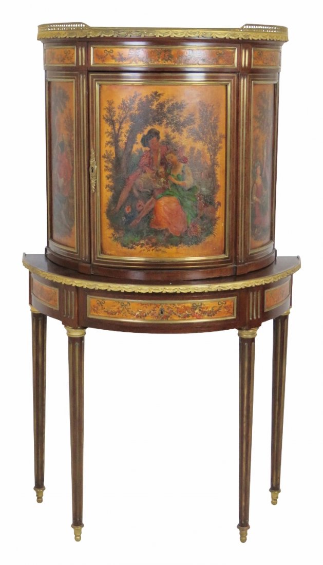 VERNIS MARTIN PAINTED DEMILUNE CABINET (1 of 8)