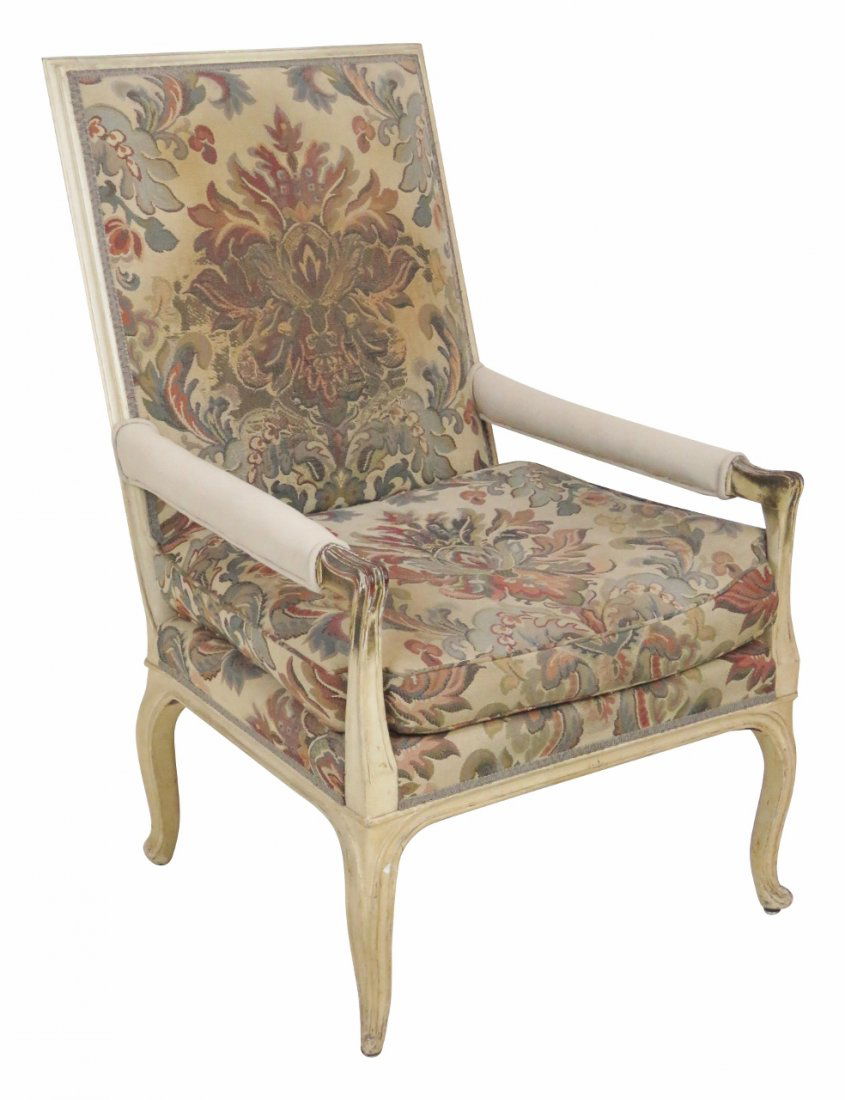 JANSEN STYLE DISTRESSED CREAM PAINTED ARMCHAIR (1 of 6)