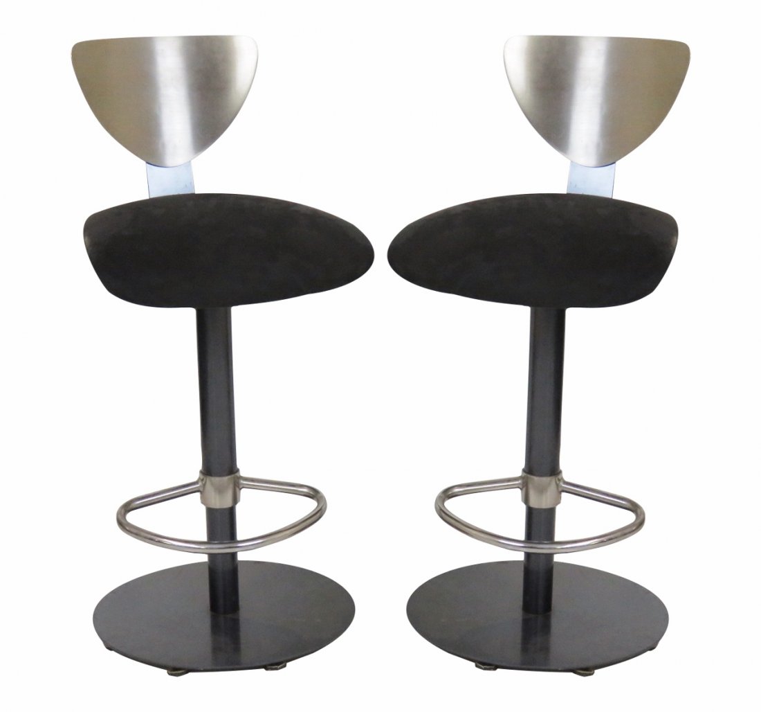 Pair DECO CHROME & METAL BAR STOOLS (1 of 6)