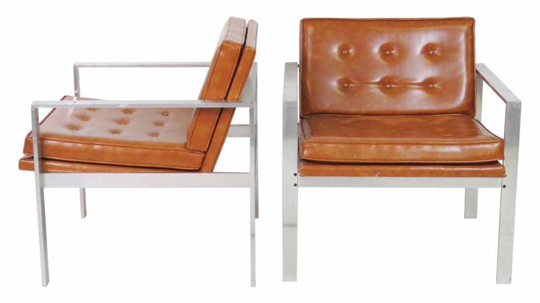 Pair BAUGHMAN STYLE TUFTED LOUNGE CHAIRS (1 of 7)