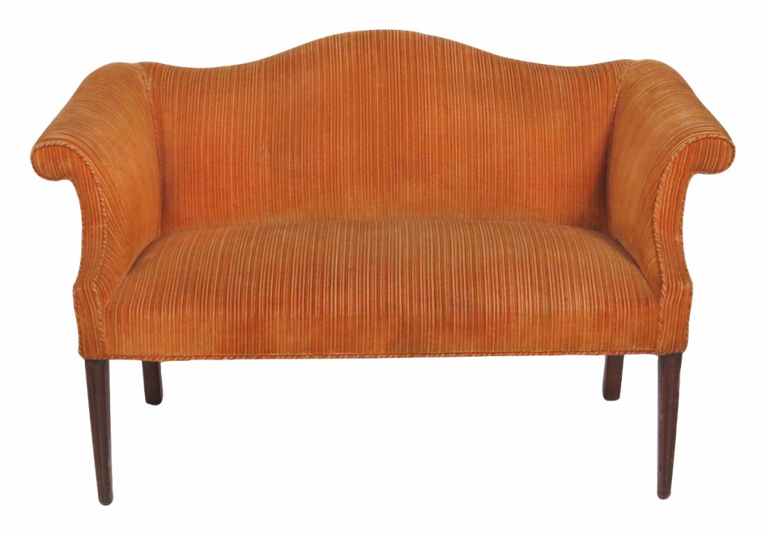 CAMEL BACK UPHOLSTERED SETTEE (1 of 4)