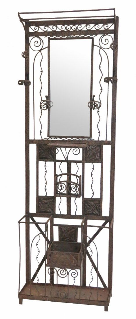 ART DECO BLACK IRON HALL RACK (1 of 4)