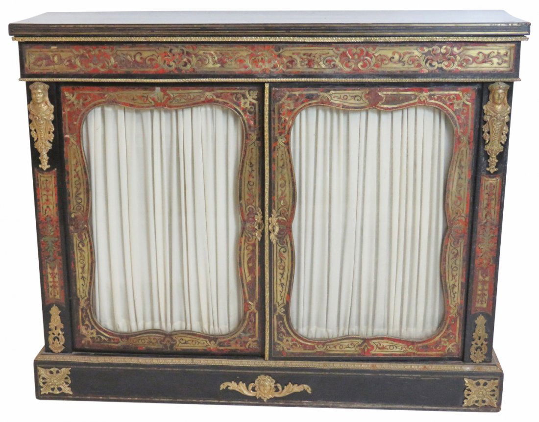 FRENCH STYLE BRONZE MOUNTED BOULLE INLAID CREDENZA (1 of 6)