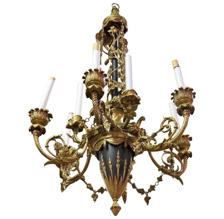 REGENCY STYLE BRASS CHANDELIER (1 of 5)