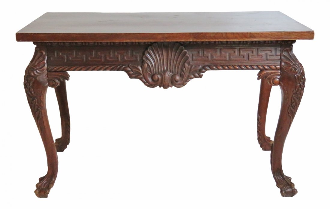 GEORGIAN STYLE WALNUT CARVED CONSOLE TABLE (1 of 10)