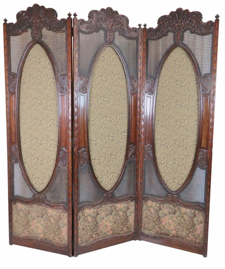 JACOBEAN STYLE 3 PANEL CARVED SCREEN (1 of 7)