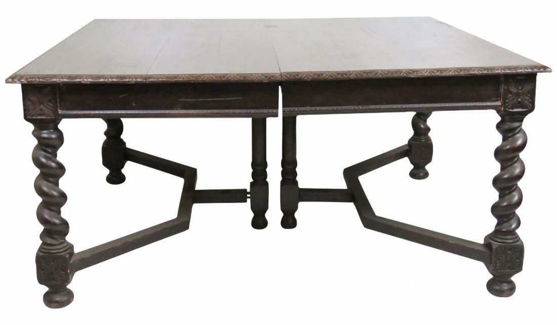 ENGLISH TUDOR STYLE CARVED BARLEY TWIST DINING TABLE (1 of 5)