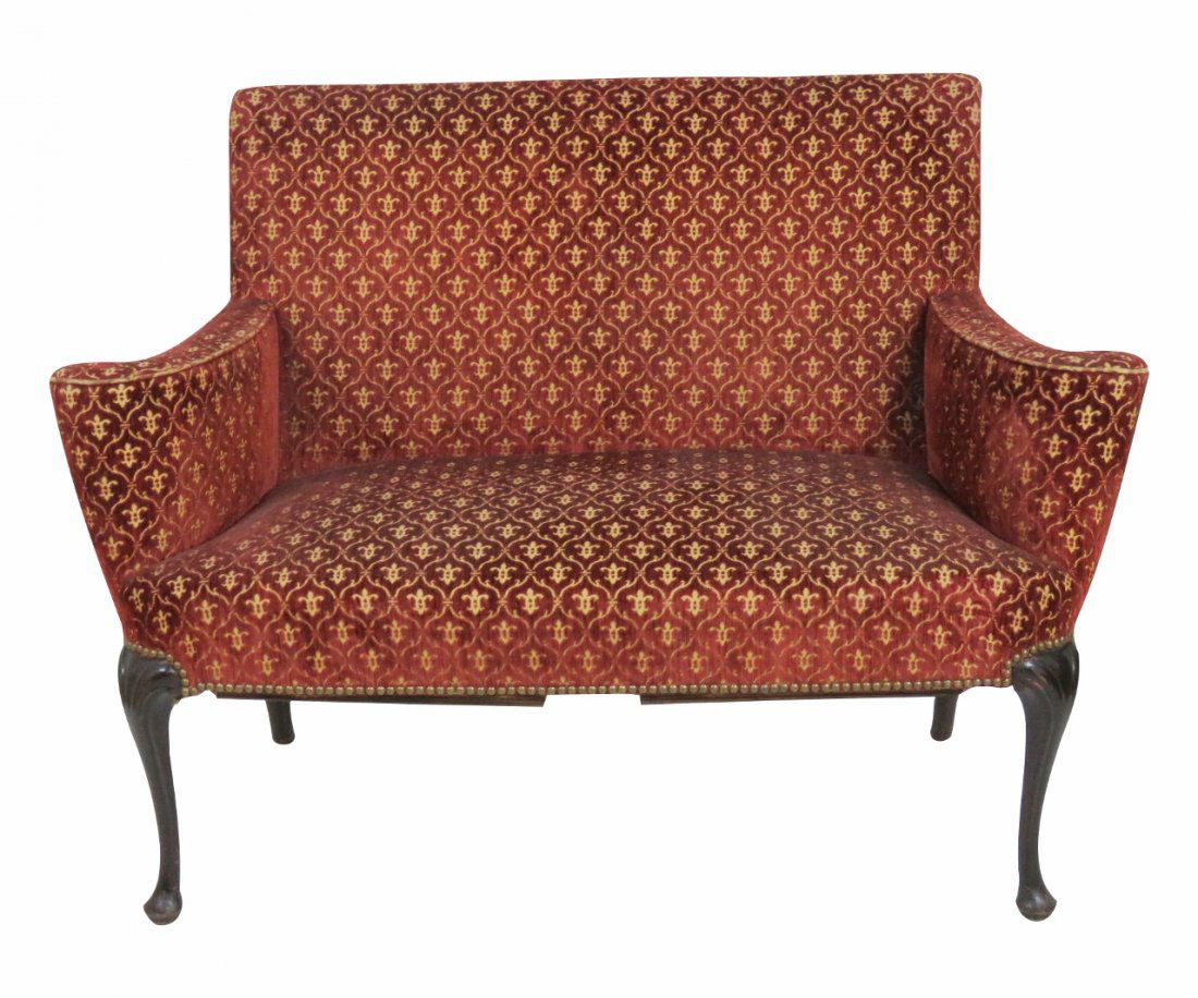 QUEEN ANNE STYLE UPHOLSTERED SETTEE (1 of 6)
