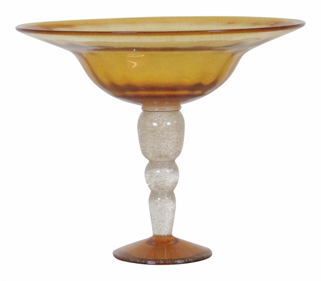 LARGE MURANO GLASS TWO-TONED COMPOTE (1 of 4)
