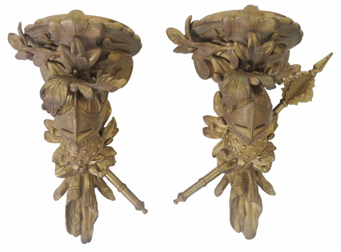Pair VICTORIAN BRONZE SCONCES (1 of 5)