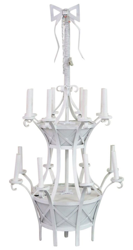 8 1/2 ft. DECORATOR WHITE PAINTED IRON CHANDELIER (1 of 4)