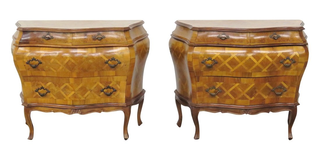 Pair PARQUETRY INLAY OLIVEWOOD COMMODES (1 of 6)