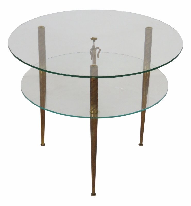 ITALIAN MODERN 2 TIERED GLASSTOP SIDE TABLE (1 of 5)
